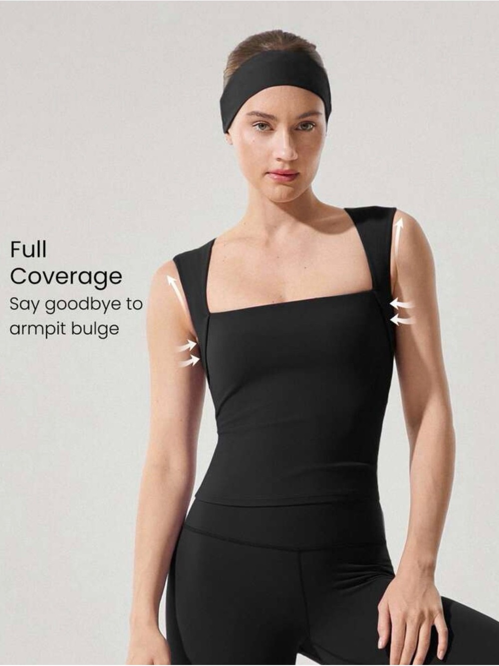 Glowmode FeatherFit Full Underarm Square Neck Tank Top Yoga Pilates Low Impact